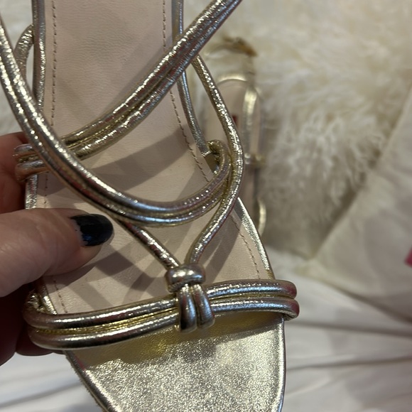 PRADA Gold Leather Strappy Wedged Sandals-39.5 - Picture 7 of 14